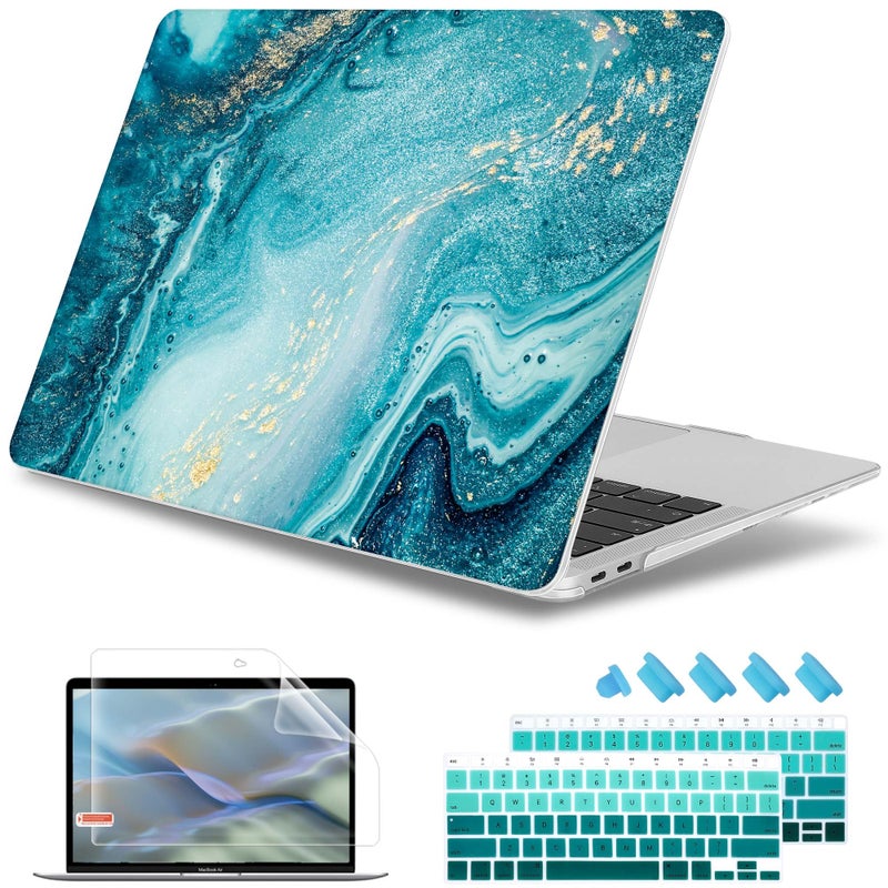 May Chen Compatible with New MacBook Air 13 inch Case 2021, 2020 2019 2018 Release Model: M1 A2337 A2179 A1932, Plastic Hard Shell Case Cover for Mabook Air 13 inch with Retina Dispaly, Blue Marble - Image 1